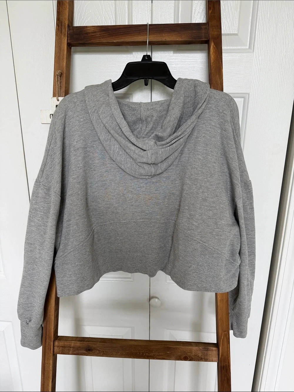 JUST STRONG Women's Grey Cropped Hoodie dropped shoulder. Oversized Sweatshirt